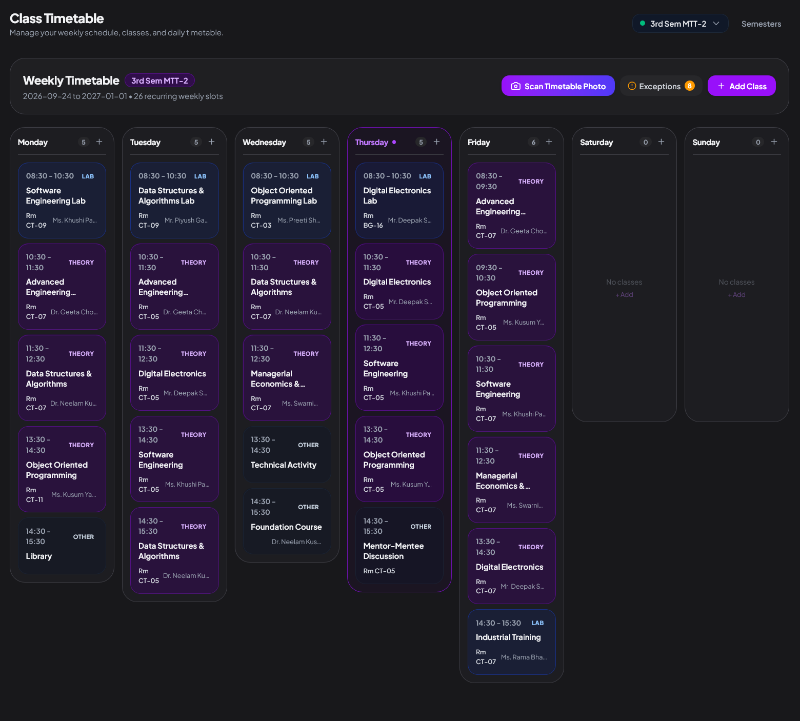Digitize your schedule from a routine photo in seconds.