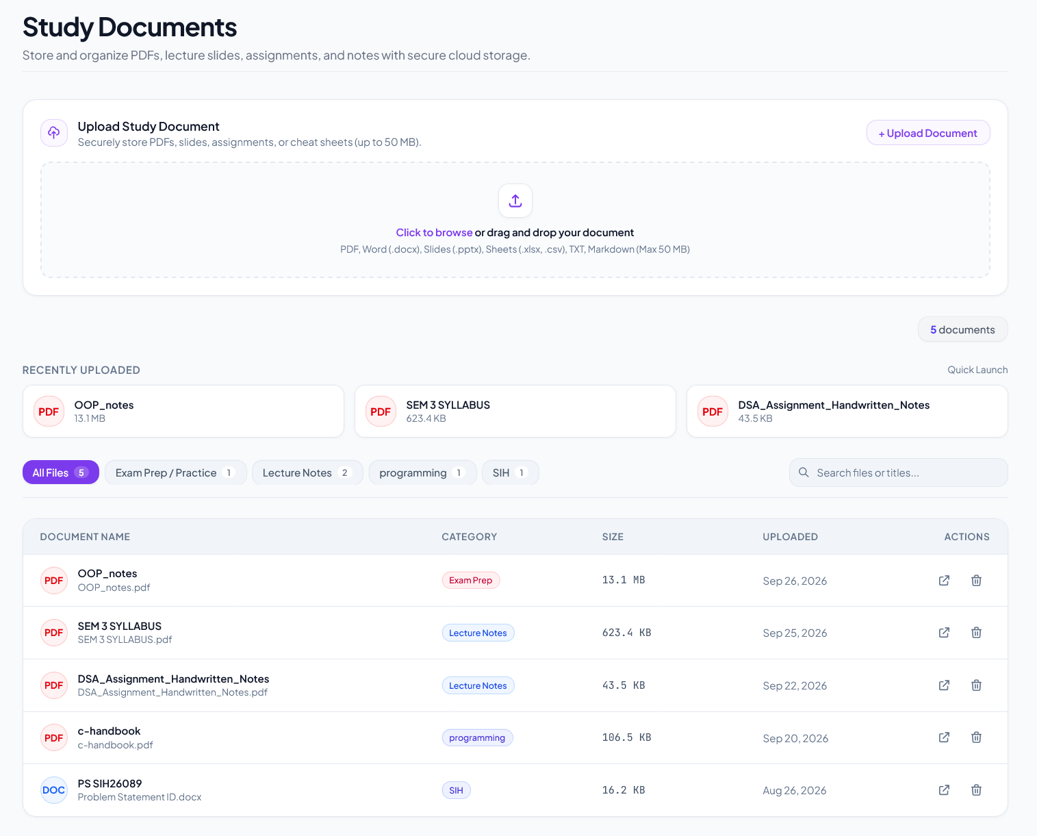 Your course syllabus, slides, and exam papers in one vault.